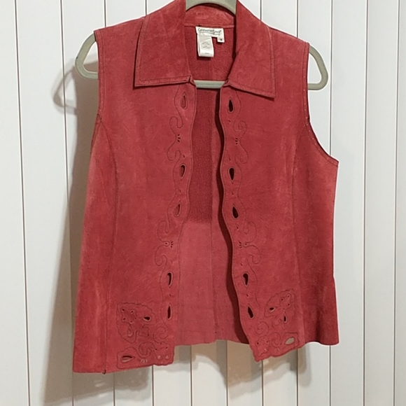 Coldwater Creek Suede Leather Vest Rust Womens Autumn Genuine Soft 100% Small - Picture 1 of 15